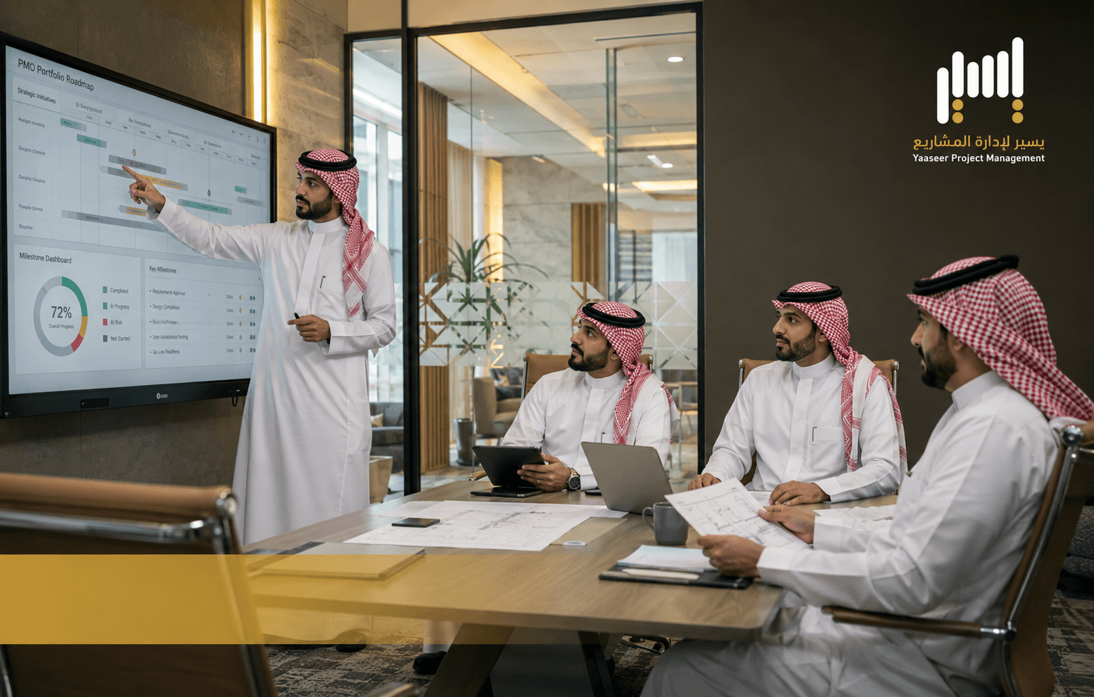 فريق يسير يناقش إدارة المشاريع في الرياض | Yaaseer Project Management Team in Riyadh